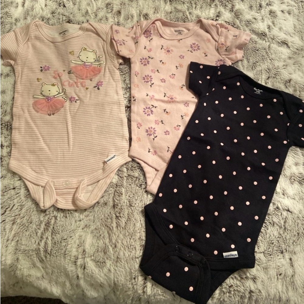 EUC Gerber Pink and Black Bodysuits Set
